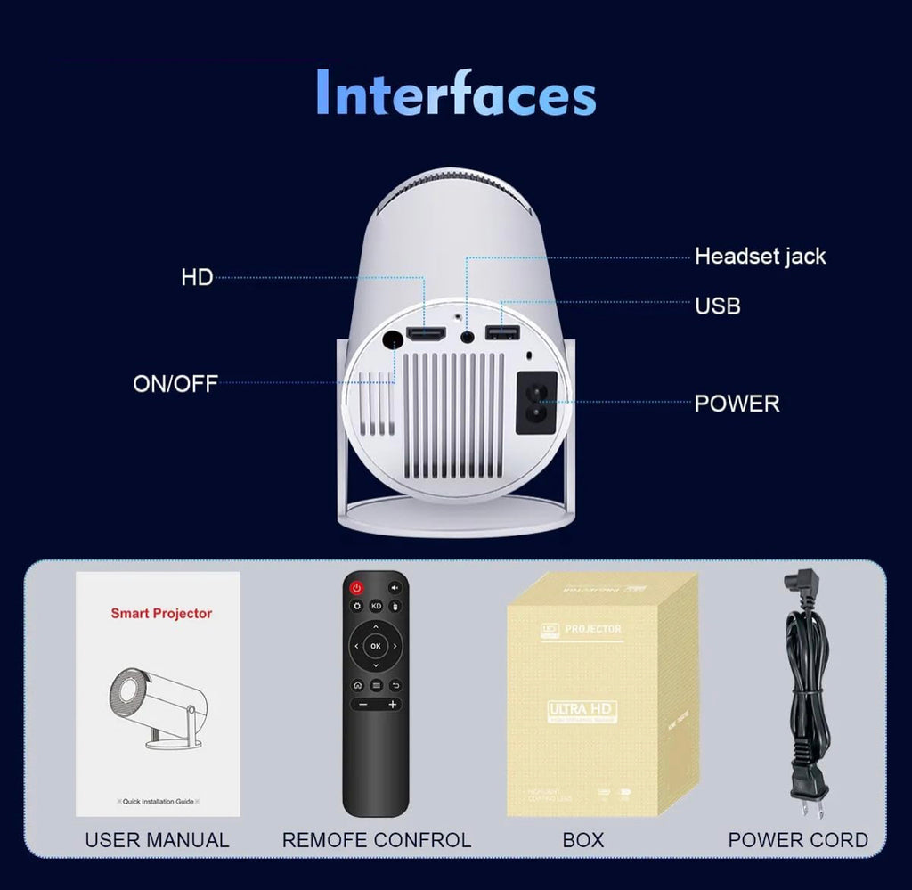 Smart Projector with Android 11 HD Projector 1080P 4K WiFi6 BT Home Theater Video Projector