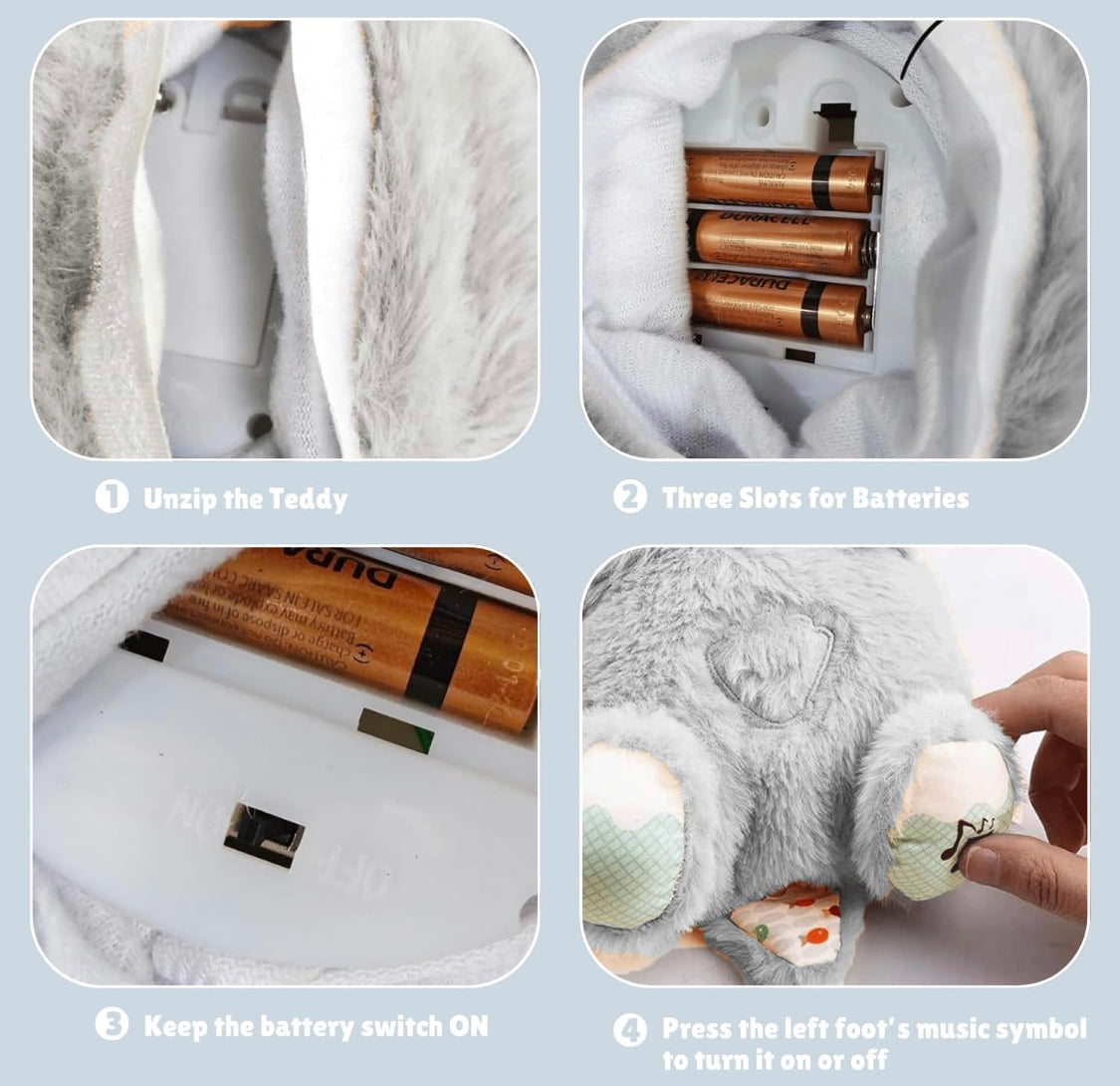 Breathing Plush Sleep Aid Teddy Bear Soft Toy with Soothing Sounds for Anxiety Relief & Relaxation