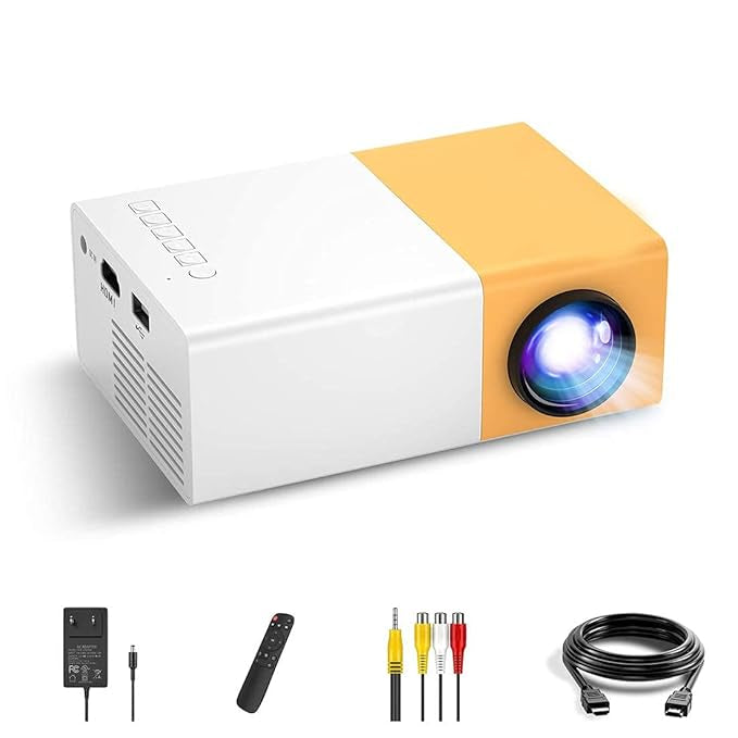 400Lm Portable Mini Home Theater Led Projector With Remote Controller,Support Hdmi,Av,Sd,Usb Interfaces,Yellow
